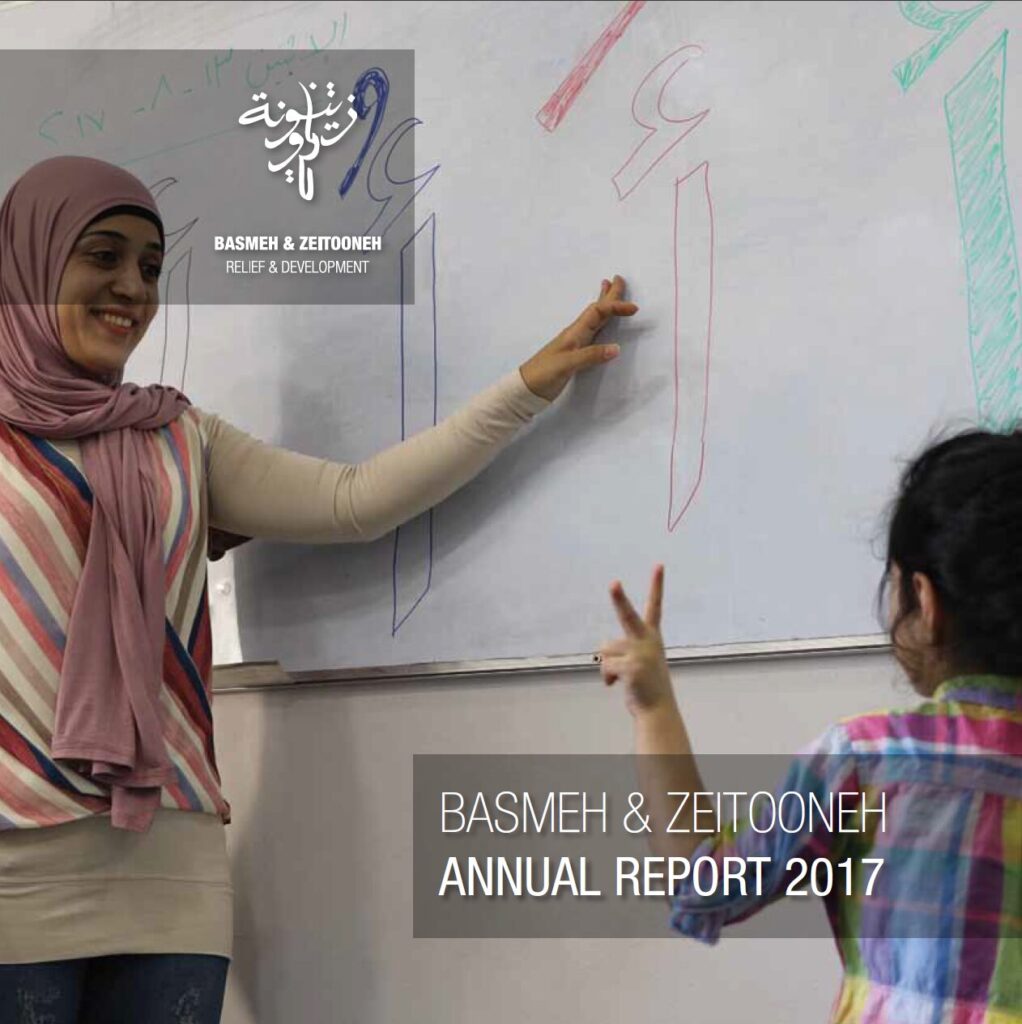 Basmeh & Zeitooneh, Relief & Development, Constructive society, refugee-led relief organization, communities, Peacebuilding, education, protection, food security and livelihood, and civil society enablement, Annual Report 2017